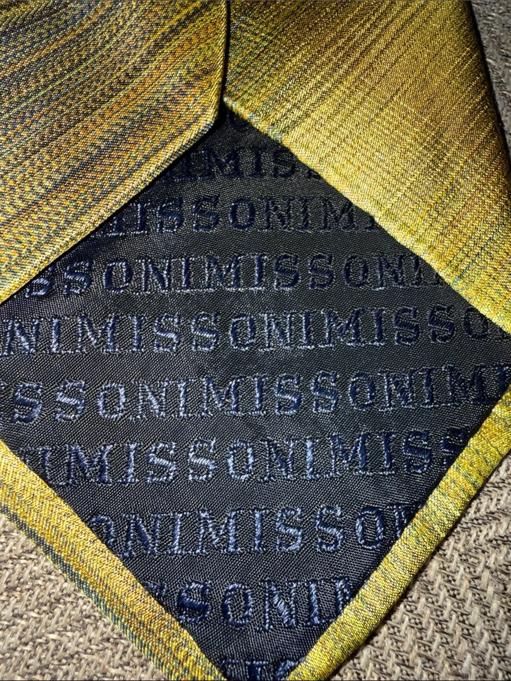 Missoni Cravatte Green/ Yellow 100% Silk Tie